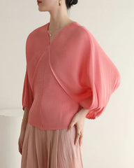 Plissé Dolman-Sleeve Top