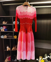 Wave Pleated Midi Dress