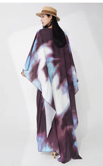 Pleated Watercolor Cape Dress