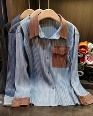 Luxury Denim Pleated Set