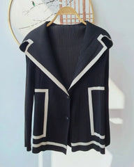 Pleated Shawl-Collar Cardigan