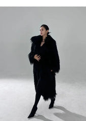 Women's Long Shaggy Faux Fur Coat Jacket