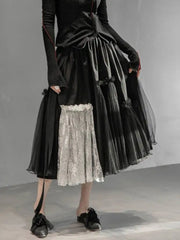 Elegant Lace Pull-On Tulle Skirt