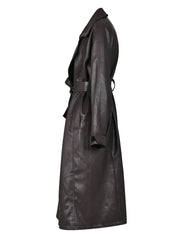 Women's Faux Vegan Leather Trench Coat