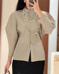 Elegant Plissé Blouse Top