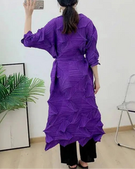 Geometric Pleated Duster Cardigan
