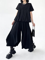 Black Dramatic Drape Pull-On Pants