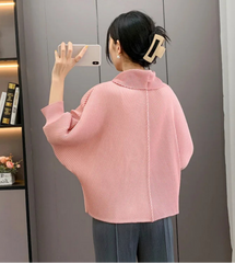 Elegant Pleated Dolman Blouse