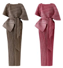 2-Piece Plissé Cape Dress