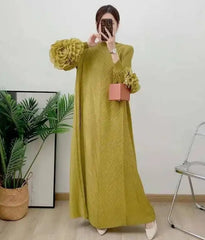 Truly Pleated Ruffle Sleeve Dress
