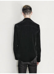 Men's Stylish Velvet Moto Jacket – Refined Elegance