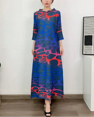 Abstract Pleated Trapeze Dress