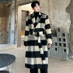 Men’s Plaid Wool Blend Trench Coat