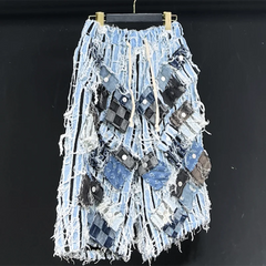 Men's Light Wash Baggy Distressed Denim Shorts