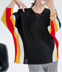 Luxe Plissé Dolman-Sleeve Top