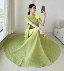 Flowy Pleated Blouse & Skirt Set