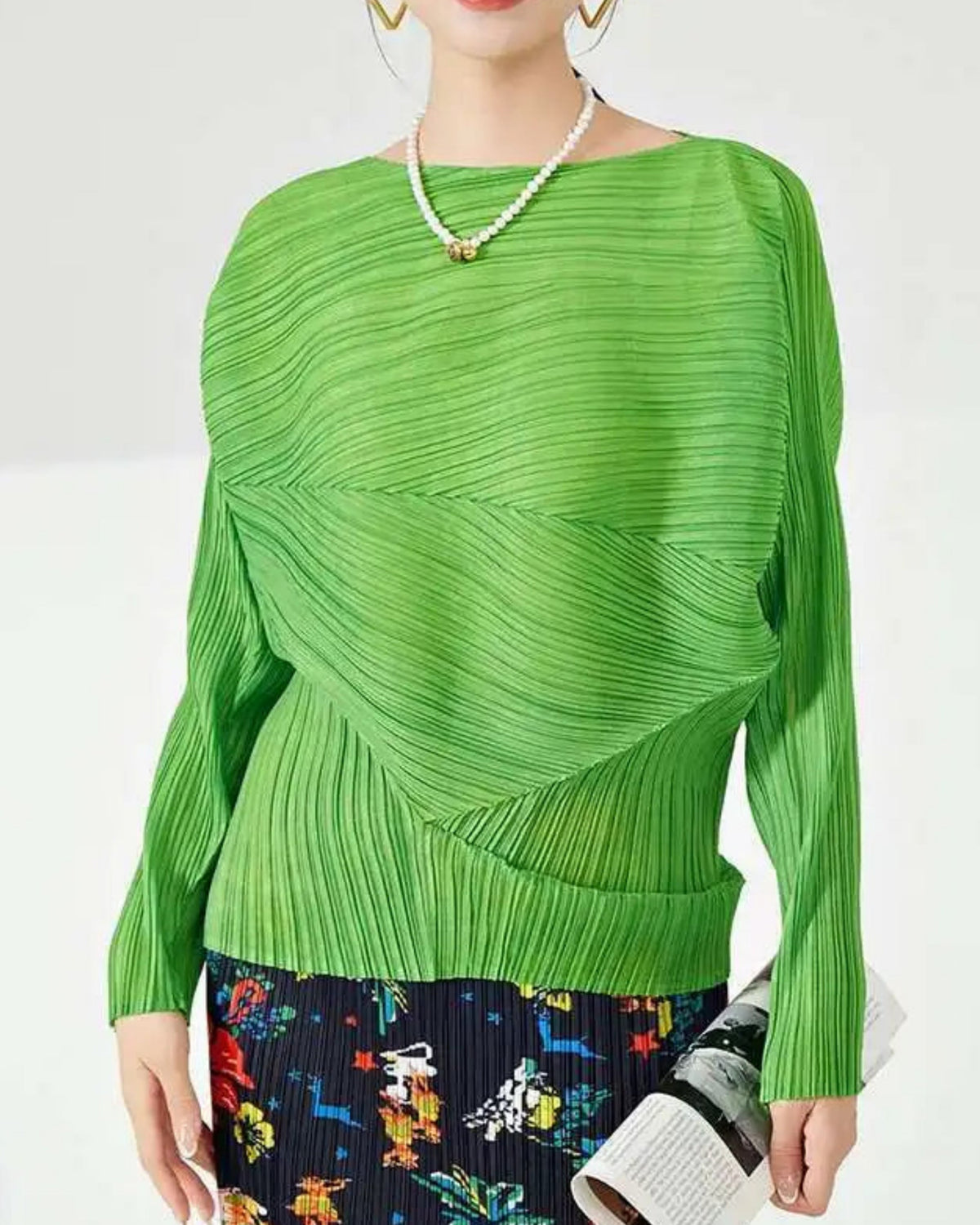 Classy Pleated Boat Neck Top