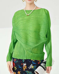 Classy Pleated Boat Neck Top