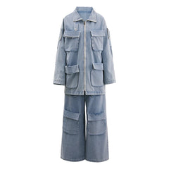 New! Women's 2 Piece Supreme Cargo Denim Set