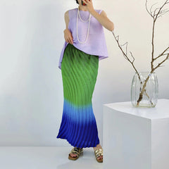 Luxe Long Pleated Ombre Skirt