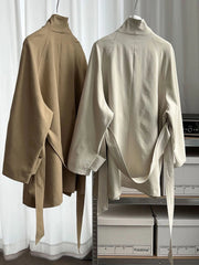 Luxury Draped Open-Front Coat
