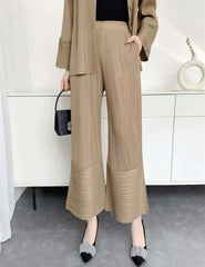Elegant Plissé Pocket Wide Leg Pant