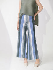 Striped Pleated Wide Leg Pants - Palazzo Style