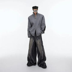 Men's Luxury Oversized Wide Leg Black Jeans