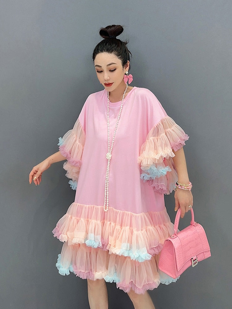 Handmade Fashionable Oversized Lace Shirt Dress