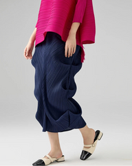 Luxury Plissé Sculptural Draped Skirt