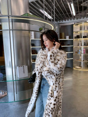 Women's Warm Luxury Leopard Faux Fur Coat