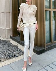 Unique Collar Plissé Blouse