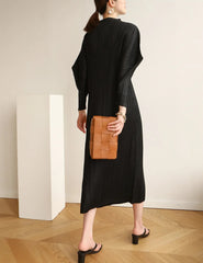 Truly Pleated Batwing Sleeve Dress