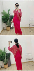 Luxury Pleated Tassel V-Neck Dress