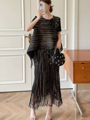 Luxury Modest Pleated Relaxed Skirt Set