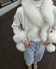Women's 100% Wool & Fox Fur Coat