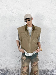 Stylish Men's 2 Piece Distressed Jeans and Vest Set