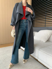 Luxury Wool-Blend Open Coat