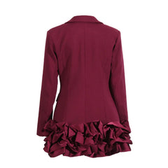Ruffled-Detail Formal Blazer