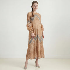 Plissé Ruffle-Sleeve Dress
