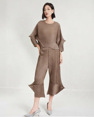 Sculptural Pleated Top & Pants Set
