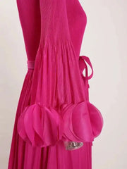 Elegant Fringe Hem Plissé Dress
