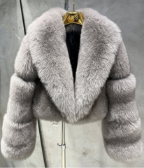 Couture Cropped Fox Fur Jacket