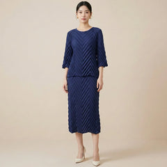 Luxury Two-Piece Pleated Set