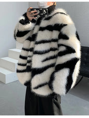 Men's Zebra Faux Fur Coat | Luxury Streetwear