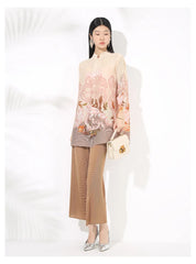 Couture Pleated Plissé Blouse & Pants