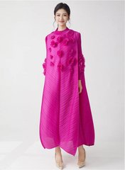 Luxe Pleated Dress with Sleeves