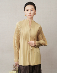 Premium Pleated Zip-Up Top