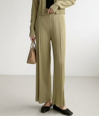 Couture Plisse Wide Leg Pants