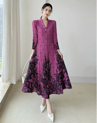 Luxury Plissé  3/4 Sleeve Dress